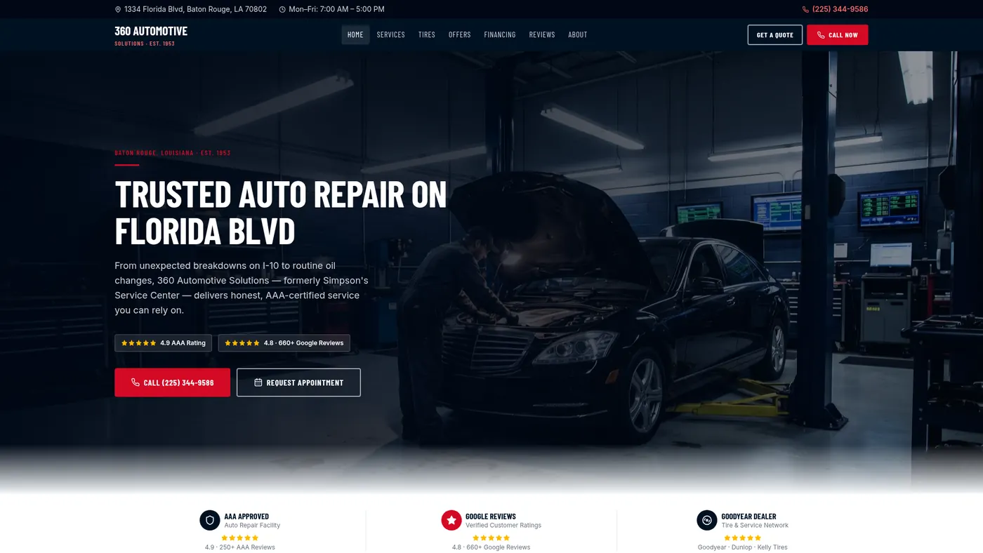 360 Automotive Solutions — website screenshot