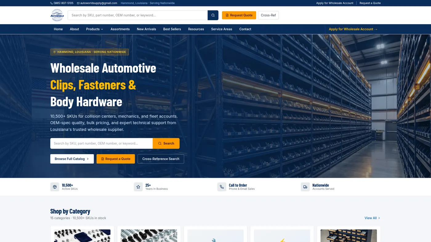 AutoWorld Supply Co. — website screenshot