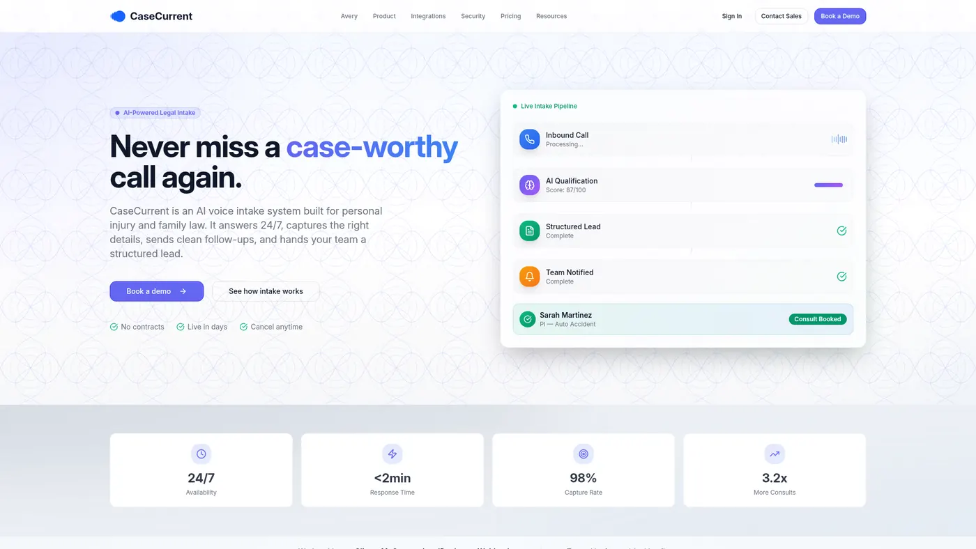CaseCurrent — AI voice-intake platform for personal injury and family law firms