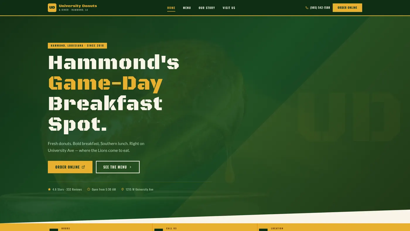 University Donuts — Hammond, LA donut and breakfast spot