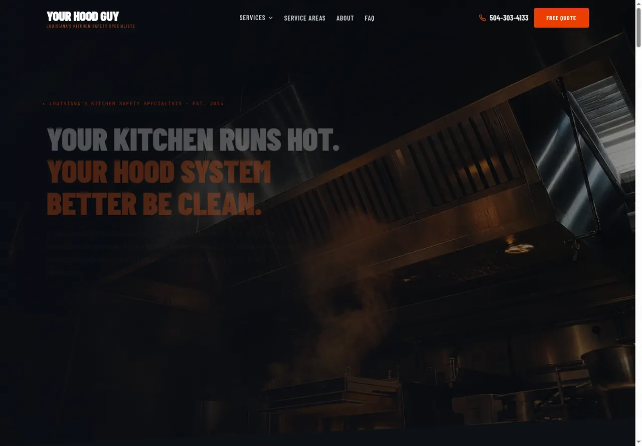 Your Hood Guy website, desktop view