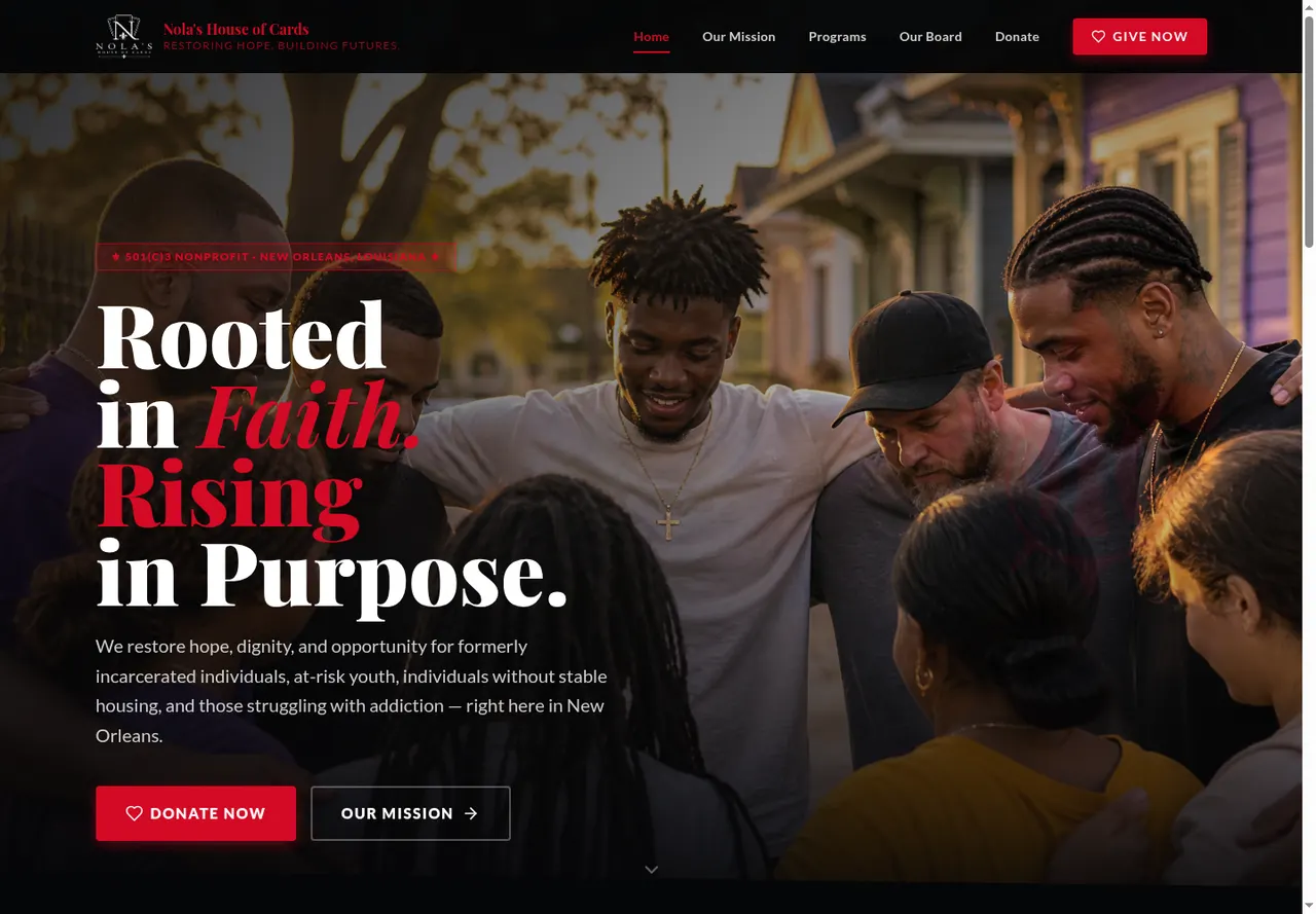 Nola’s House of Cards website, desktop view